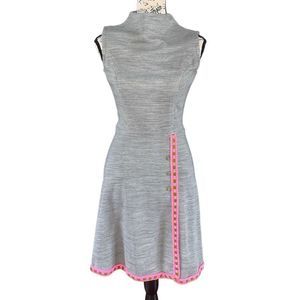 Vintage ILGWU uniform skater dress high neck grey pink yarn crocheted 5